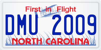 NC license plate DMU2009
