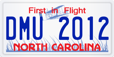 NC license plate DMU2012