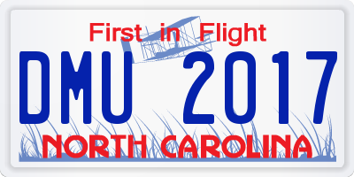 NC license plate DMU2017