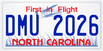 NC license plate DMU2026