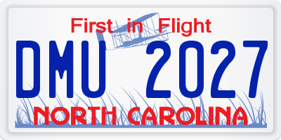 NC license plate DMU2027