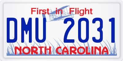 NC license plate DMU2031