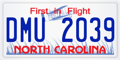 NC license plate DMU2039