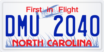 NC license plate DMU2040