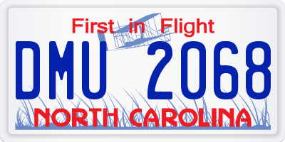 NC license plate DMU2068