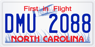 NC license plate DMU2088