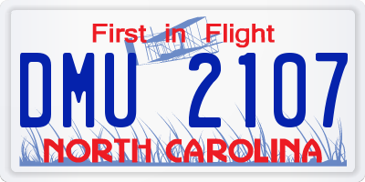 NC license plate DMU2107