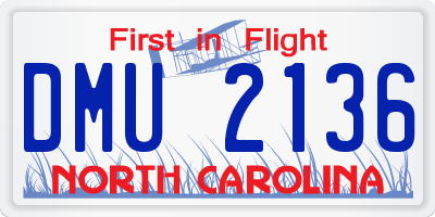 NC license plate DMU2136