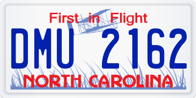 NC license plate DMU2162