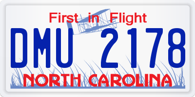 NC license plate DMU2178