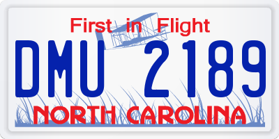NC license plate DMU2189