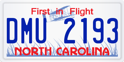 NC license plate DMU2193