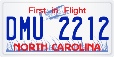 NC license plate DMU2212