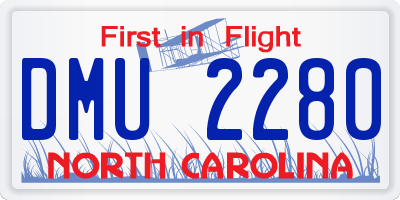 NC license plate DMU2280