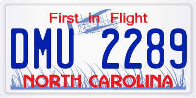 NC license plate DMU2289
