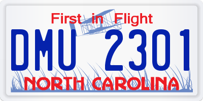 NC license plate DMU2301