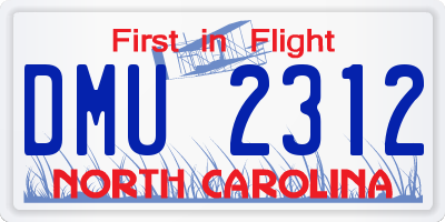 NC license plate DMU2312