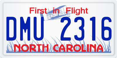NC license plate DMU2316