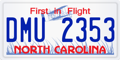 NC license plate DMU2353