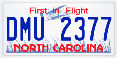 NC license plate DMU2377