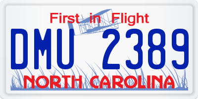 NC license plate DMU2389