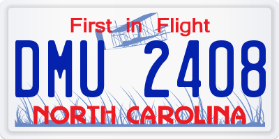 NC license plate DMU2408