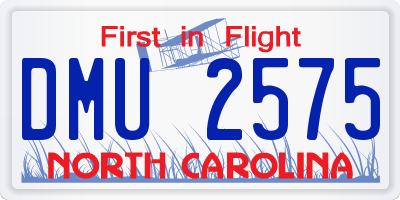 NC license plate DMU2575