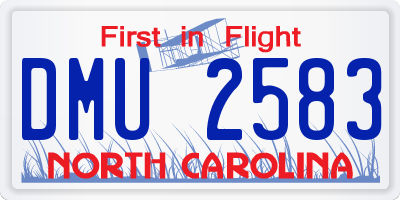 NC license plate DMU2583