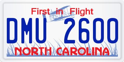 NC license plate DMU2600