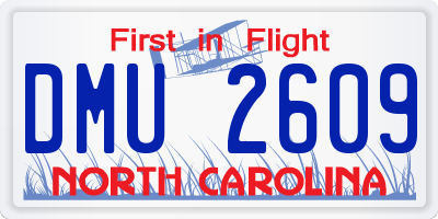 NC license plate DMU2609