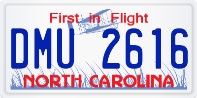 NC license plate DMU2616