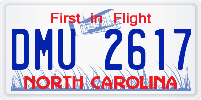 NC license plate DMU2617