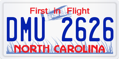 NC license plate DMU2626