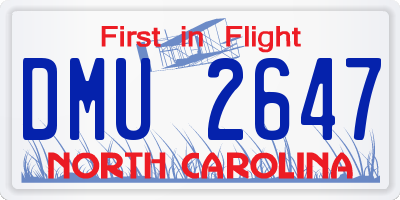 NC license plate DMU2647