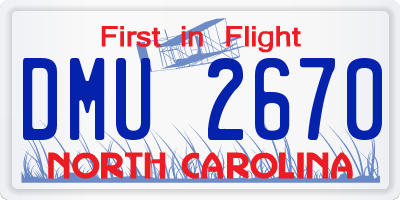 NC license plate DMU2670