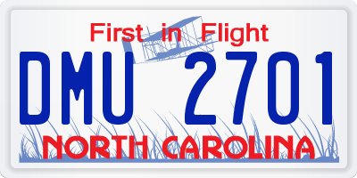 NC license plate DMU2701