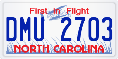 NC license plate DMU2703
