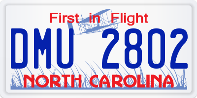NC license plate DMU2802