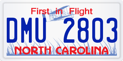 NC license plate DMU2803
