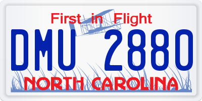 NC license plate DMU2880