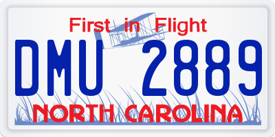 NC license plate DMU2889