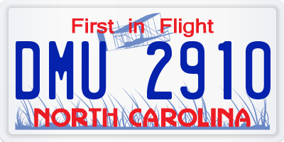 NC license plate DMU2910