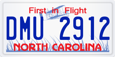 NC license plate DMU2912