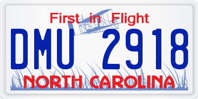 NC license plate DMU2918
