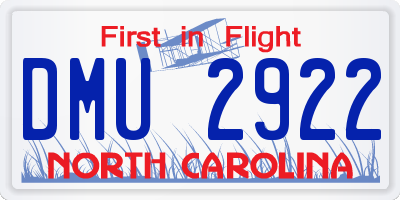NC license plate DMU2922