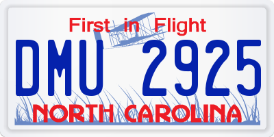 NC license plate DMU2925