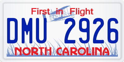 NC license plate DMU2926