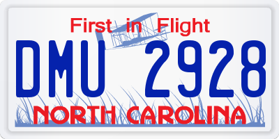 NC license plate DMU2928