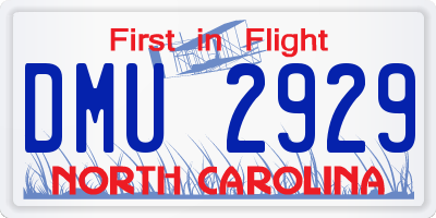 NC license plate DMU2929
