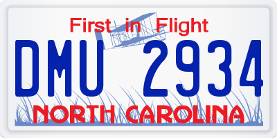 NC license plate DMU2934